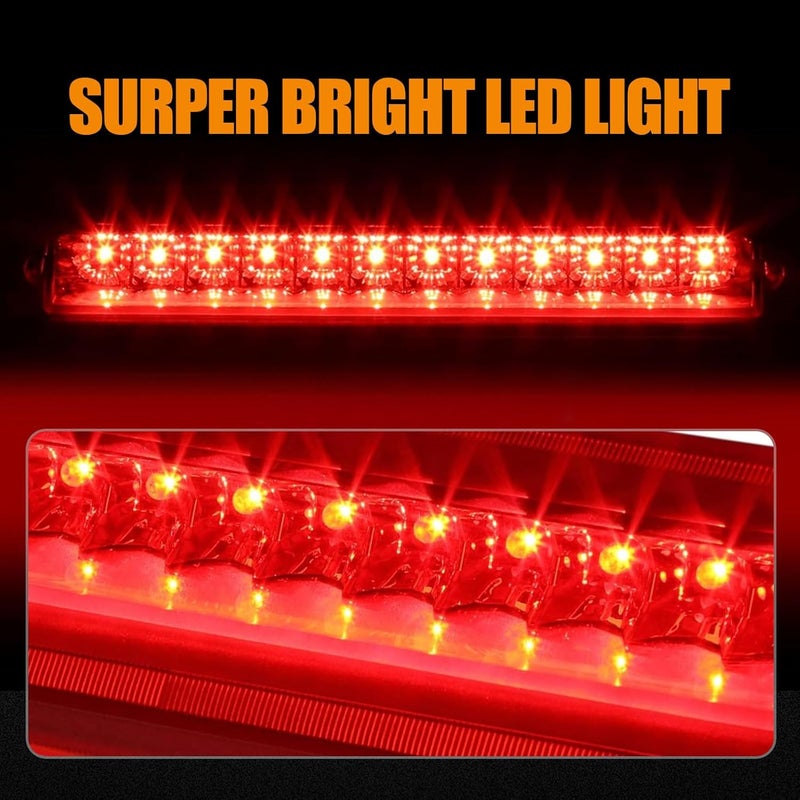 Cxdar Third 3rd Brake Light LED for 2002-2010 Ford Explorer, 2008-2012 Ford Escape High Mount Rear Brake Lights Assembly, Waterproof Center Cab Lamp Stop Light (RED) - Image 2